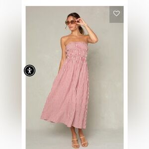 ISLA PEYTON STRAPLESS MIDI DRESS